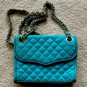 Rebecca Minkoff turquoise quilted messenger bag